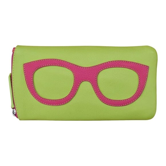 ILI New York Leather Eyeglass Case Zippered Glasses Frame Wallet Red Black NEW - Picture 7 of 10